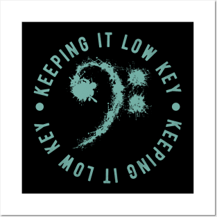 Bass Clef Bue Retro - Keeping It Low Key Funny Music Lovers Gift Posters and Art